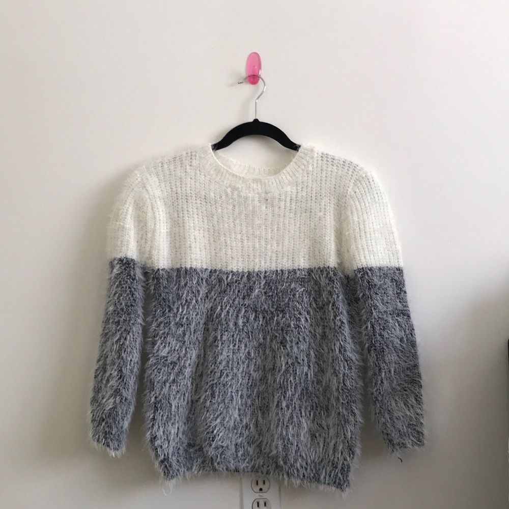 Fuzzy Knit Two-Toned Sweater